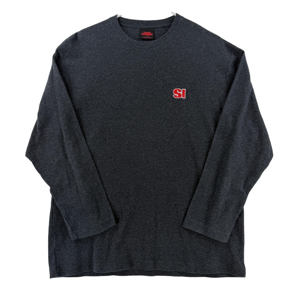 Sports Illustrated Shirt Mens Large Gray SI Logo Thermal Long Sleeve Sweater